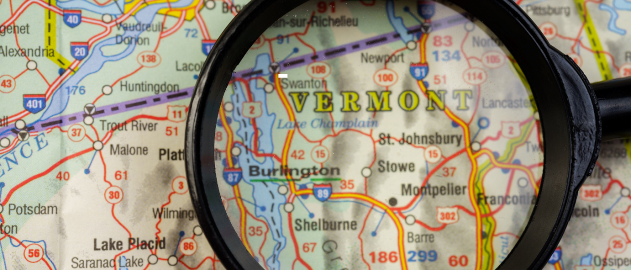 Map of Vermont with highlighted areas